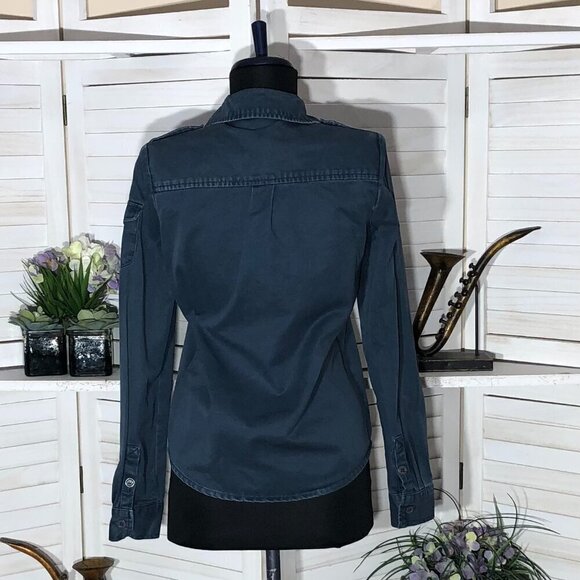 Marc Jacobs Y2K Canvas Shirt Blue Cotton Size 2 - Picture 3 of 9